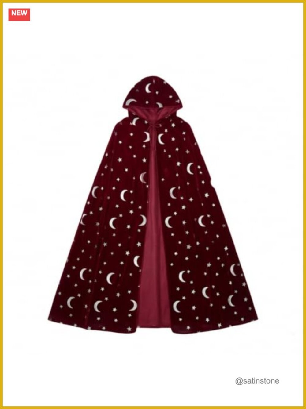 Velvet Moon Star Hooded Cloak Adult Unisex Halloween Cosplay Cape